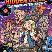 Ein Bild von einer partymachenden Gruppe mit den Slogan "Hidden Gems" die Musik-Rätsel-Sause