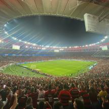 Die Pressetribüne beim deutschen Championsleague-Duell in München. 